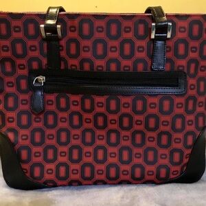 Ohio State University, Chic Geometric Block “O” Red and Black Tote Bag